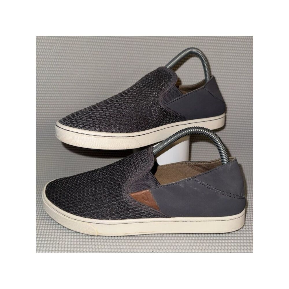 Olukai Pehuea Charcoal Gray Comfort Casual Beach Slip On Shoes Women’s Size 9